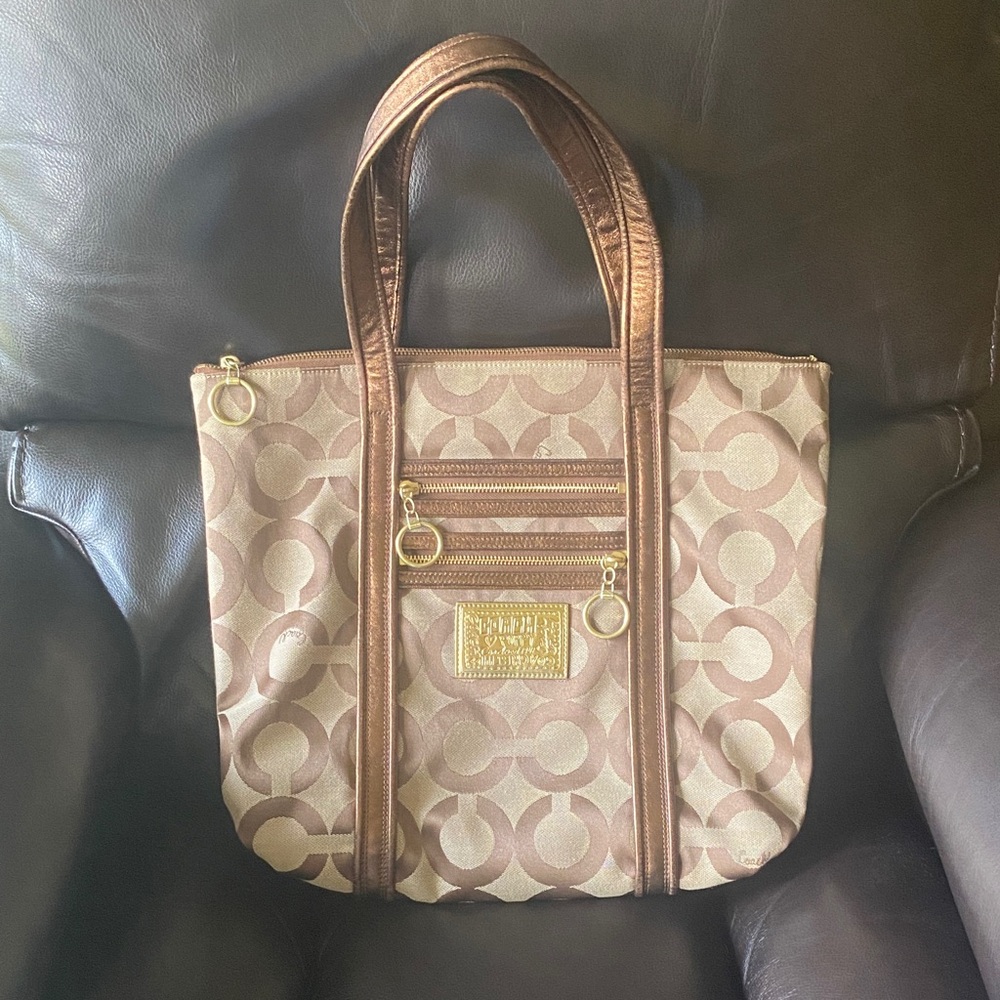 Coach Tan and Brown Signature Tote